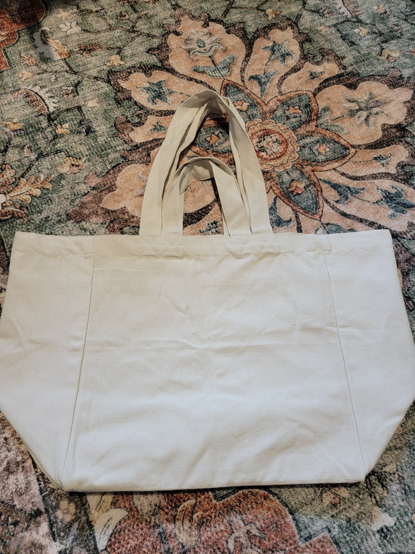 Jumbo Sized Organic Cotton Reusable Market Tote Bag