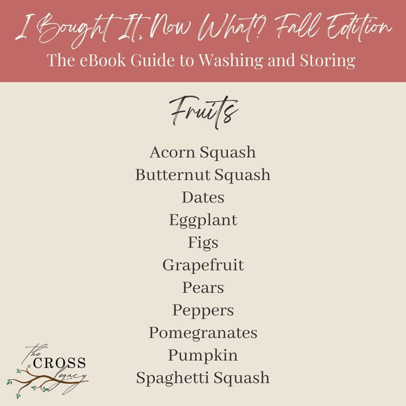 Graphic showing all the Fruits included in the 'I Bought It, Now What? Fall Edition' ebok