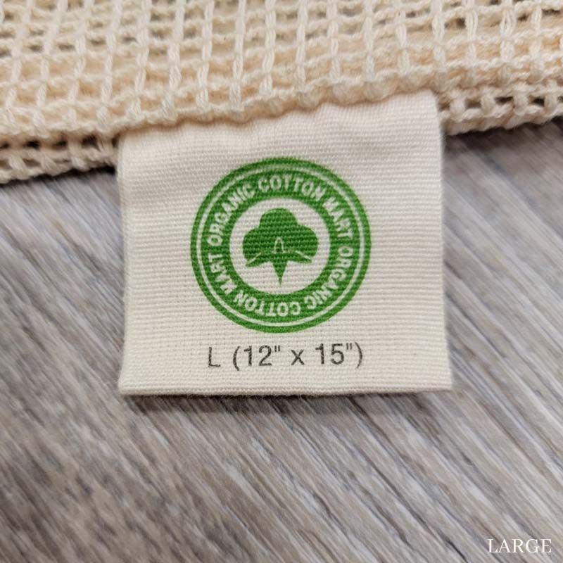 large mesh produce tag showing size of 12" x 15"