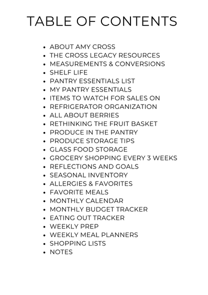 Digital Download: The Cross Legacy Grocery Guide and Meal Planner