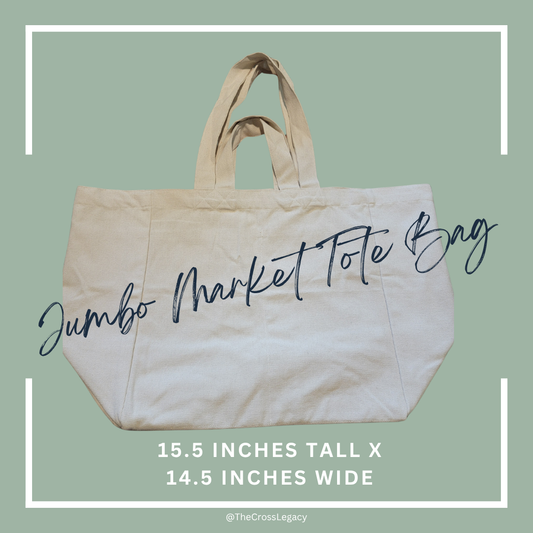 Jumbo Sized Organic Cotton Reusable Market Tote Bag