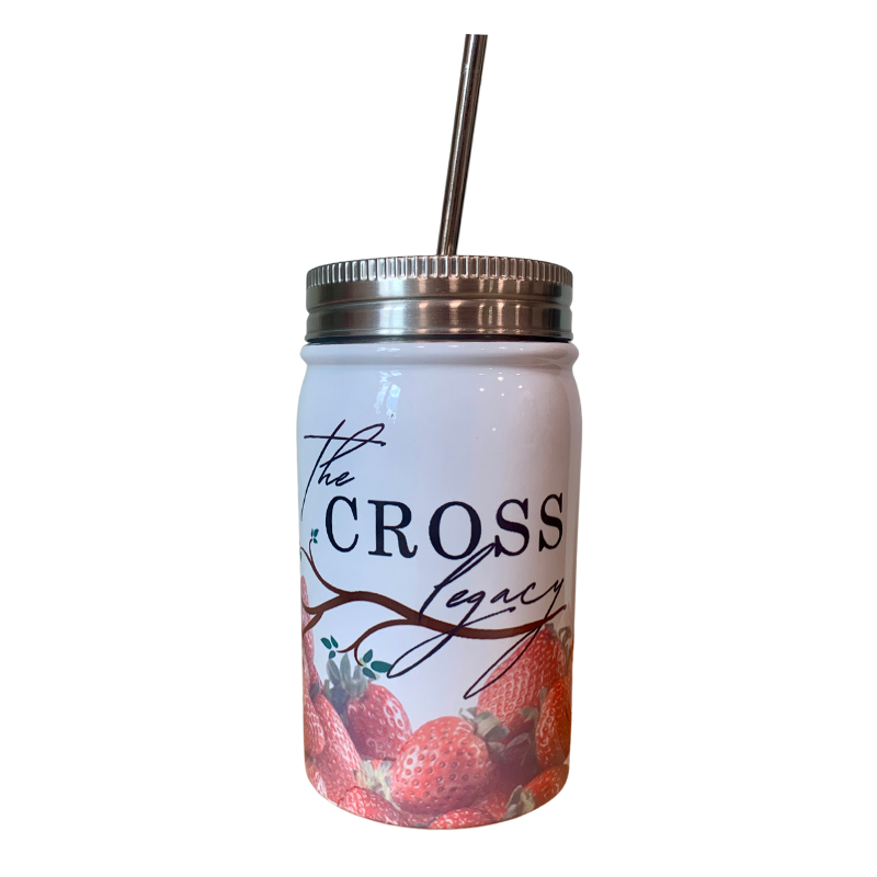 the-cross-legacy-branded-stainless-steel-tumbler-with-strawberry-wrap-front-of-tumbler-image